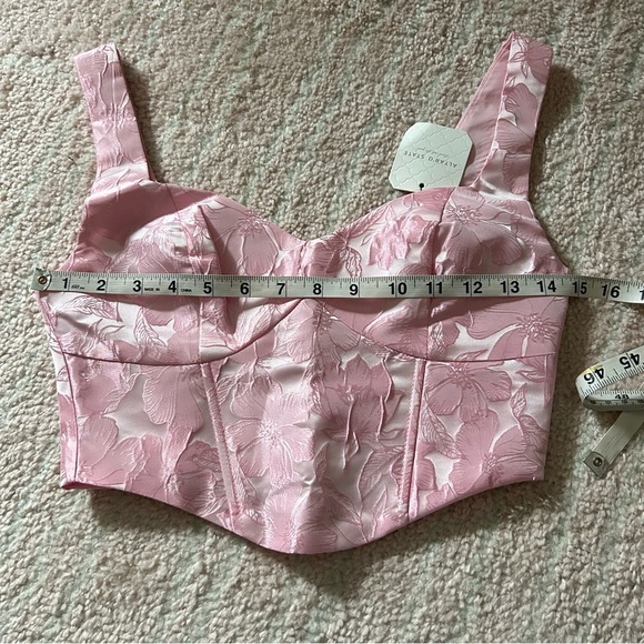 NWT Altar’d State Mirabel Satin Jacquard Crop Bustier Corset Top Size XS Pink - Picture 13 of 16